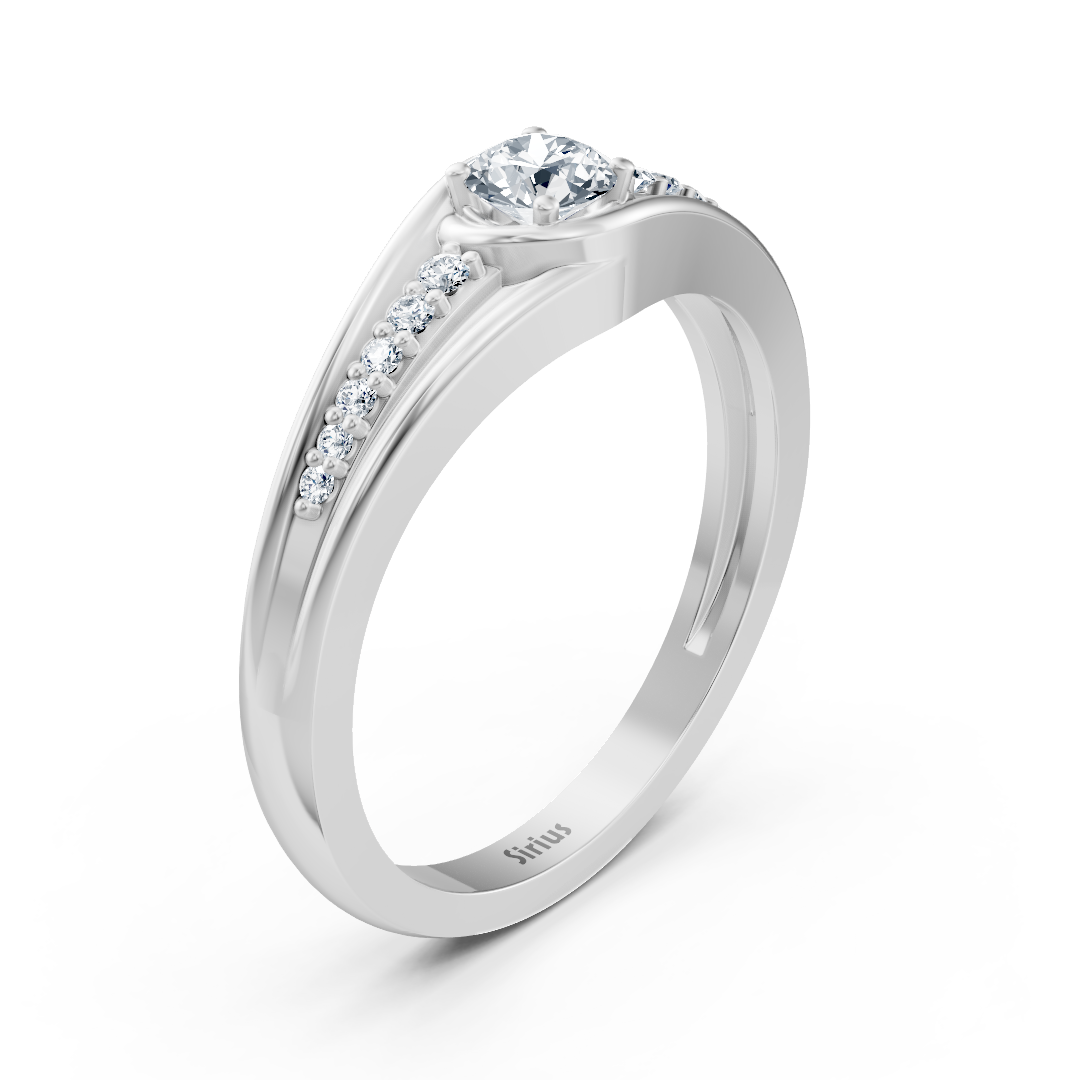 Bague en or blanc avec diamants de laboratoire scintillants et solitaire – Bijoux haut de gamme de Rosy Lab Diamonds