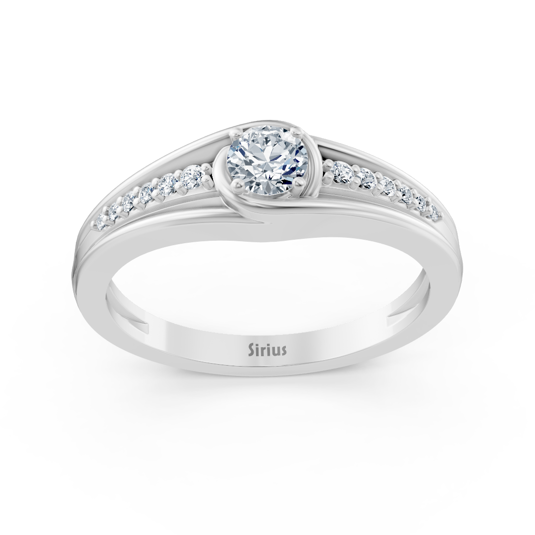 Bague en or blanc avec diamants de laboratoire scintillants et solitaire – Bijoux haut de gamme de Rosy Lab Diamonds