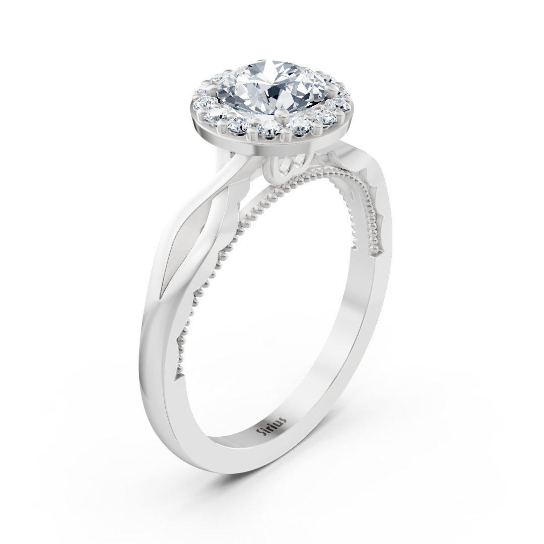 Weißgold-Halo-Solitärring mit labordiamanten - hochwertiger Schmuck von Rosy Lab Diamonds