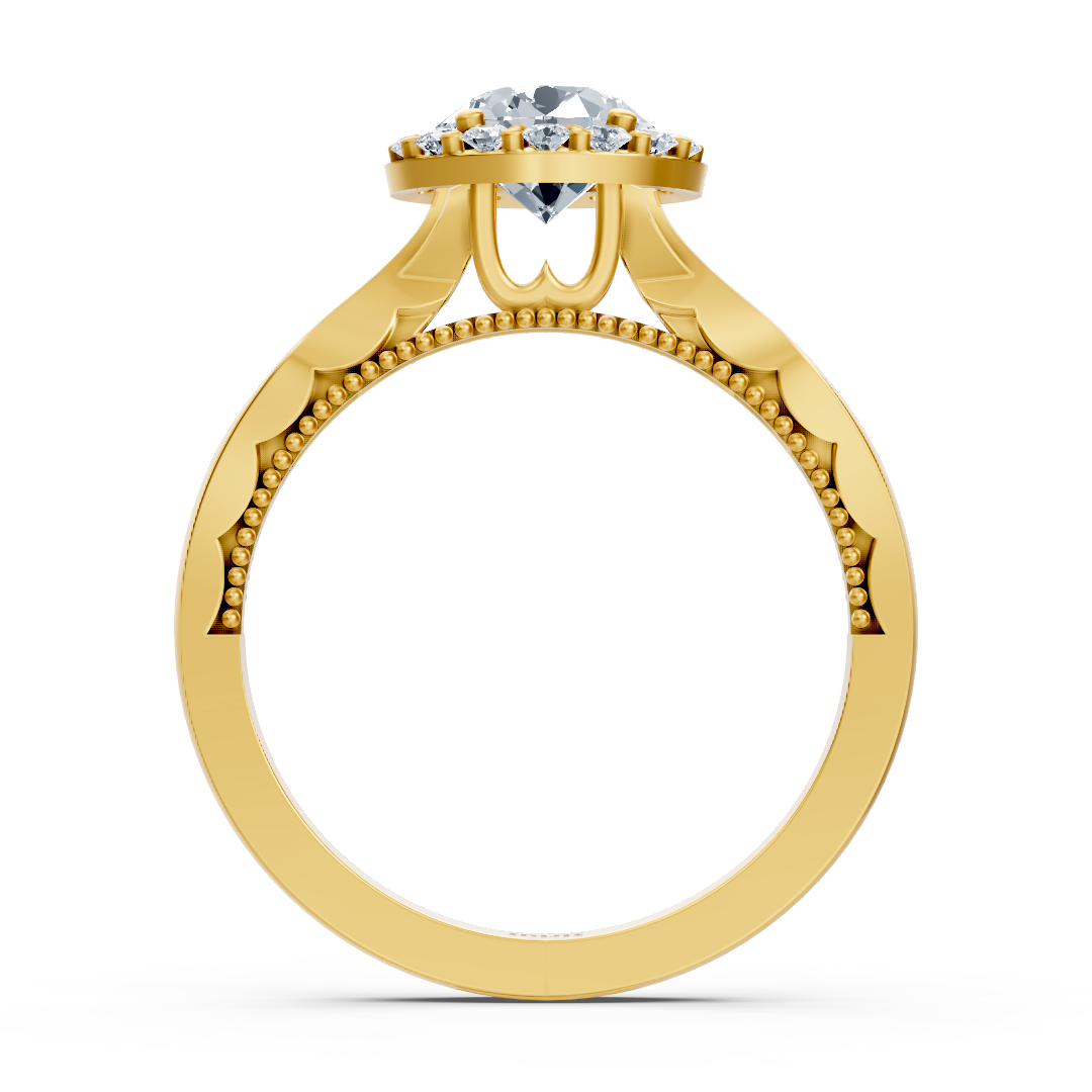 خاتم ألماس فردي من الذهب الأصفر بتصميم هالة من ألماس المختبر - مجوهرات فاخرة من Rosy Lab Diamonds