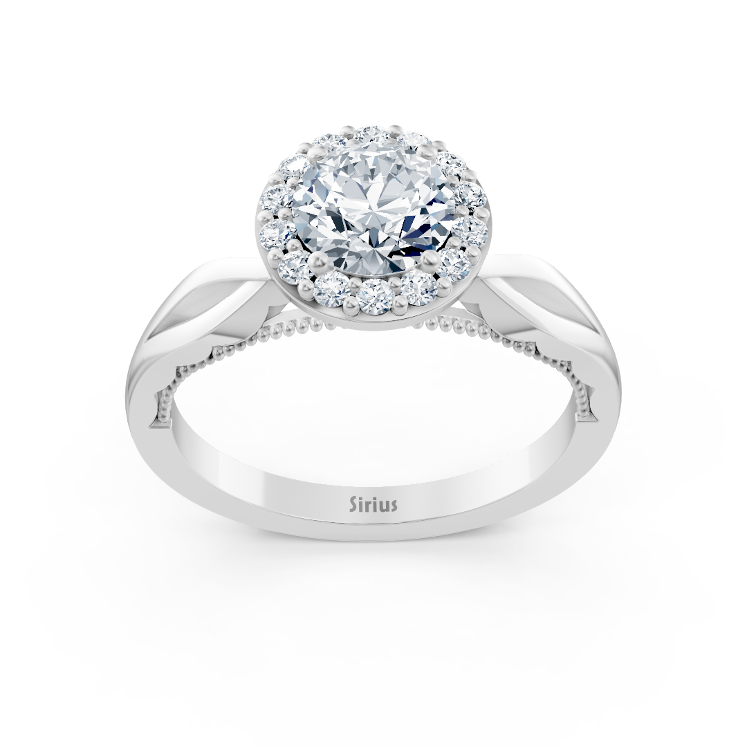 Weißgold-Halo-Solitärring mit labordiamanten - hochwertiger Schmuck von Rosy Lab Diamonds