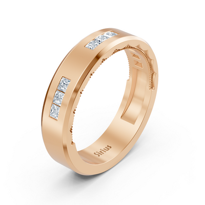 Rose gold ring with square-cut lab diamonds