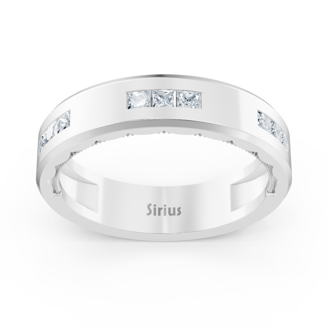 White gold ring with square-cut lab-grown diamonds - high-quality Jewelry from Rosy Lab Diamonds