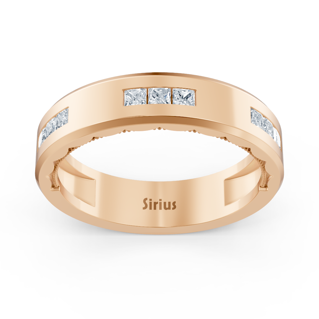 Rose gold ring with square-cut lab diamonds