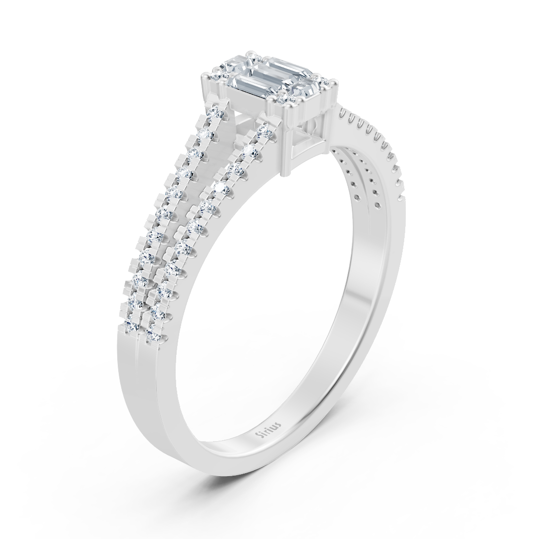 Baguette kesimli özel Pırlanta Yüzük - 14 Ayar Beyaz Altın - Rosy Lab Diamonds’tan yüksek kaliteli Mücevher