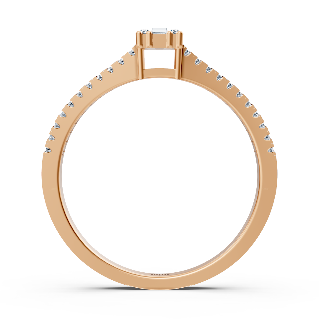 Elegant baguette diamond ring with pavé setting - 14K Rose Gold - high-quality Jewelry from Rosy Lab Diamonds