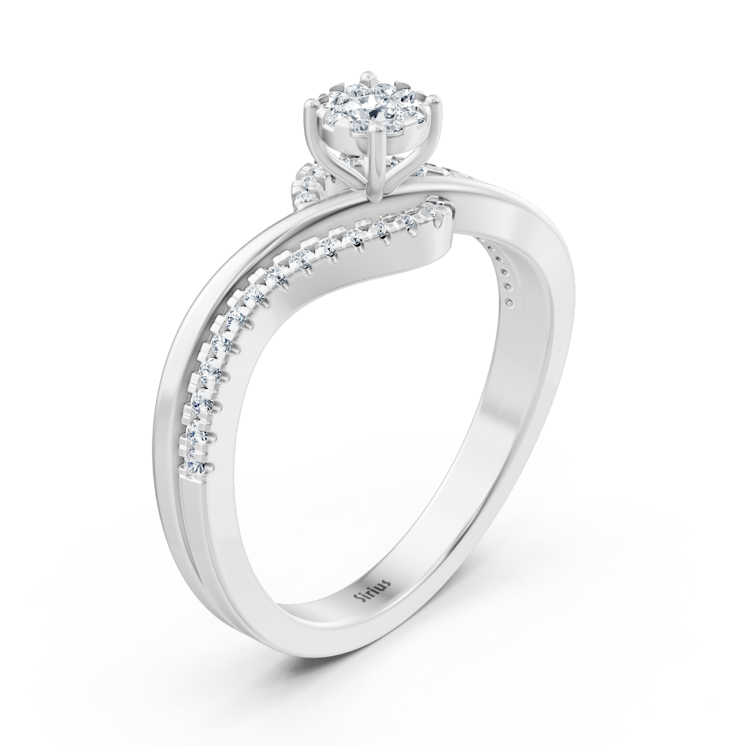 Bague de fiançailles fine avec pierre centrale - 14K Or Blanc - Bijoux haut de gamme de Rosy Lab Diamonds