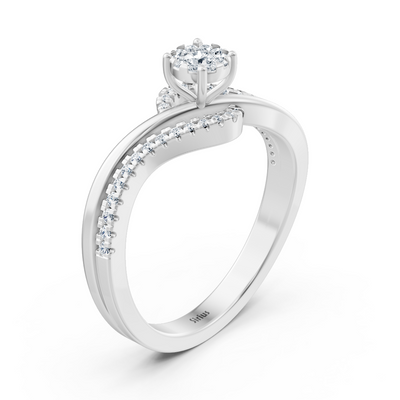Slim engagement ring with center stone – 14K white gold