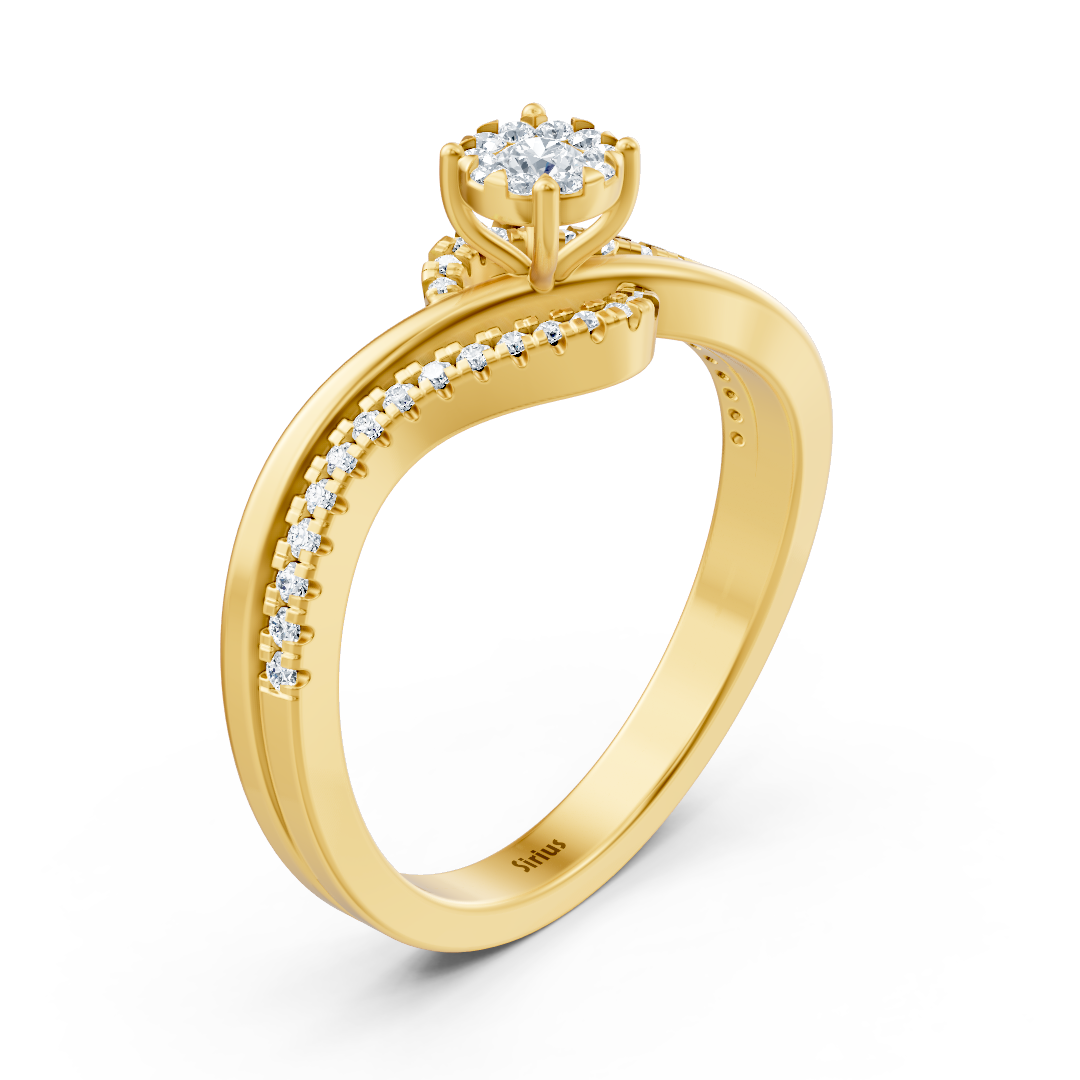 Bague de fiançailles fine avec pierre centrale - Or Jaune 14 carats - Bijoux haut de gamme de Rosy Lab Diamonds