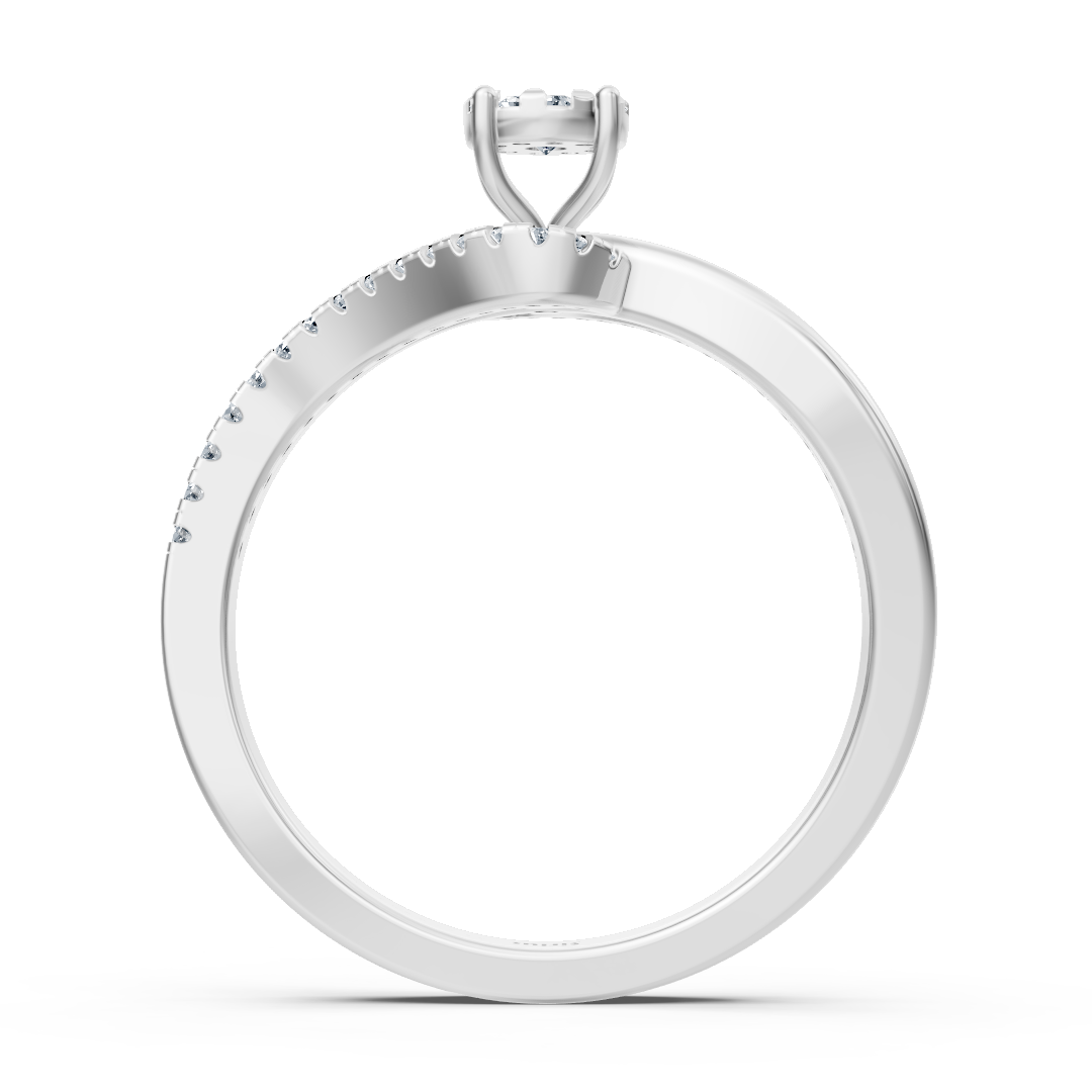 Bague de fiançailles fine avec pierre centrale - 14K Or Blanc - Bijoux haut de gamme de Rosy Lab Diamonds