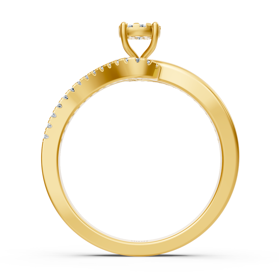 Bague de fiançailles fine avec pierre centrale - Or Jaune 14 carats - Bijoux haut de gamme de Rosy Lab Diamonds