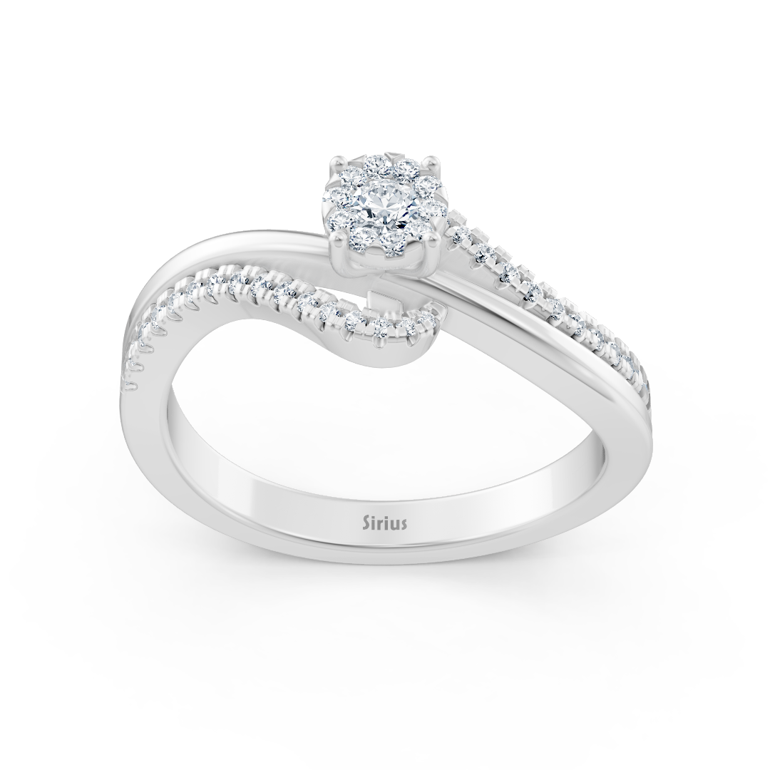 Slim engagement ring with center stone – 14K white gold