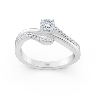 Slim engagement ring with center stone – 14K white gold