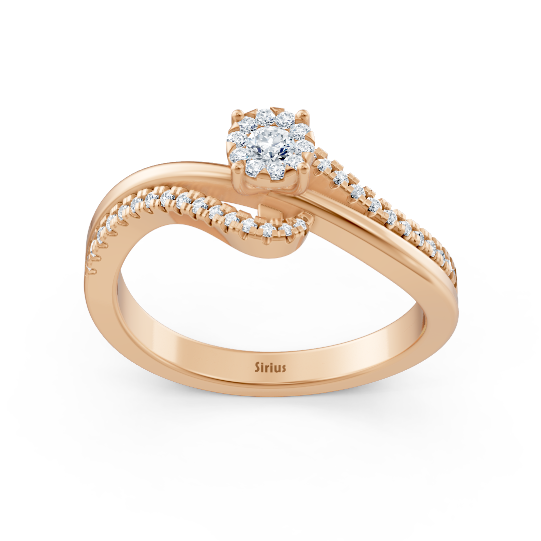 Slim engagement ring with center stone – 14K rose gold