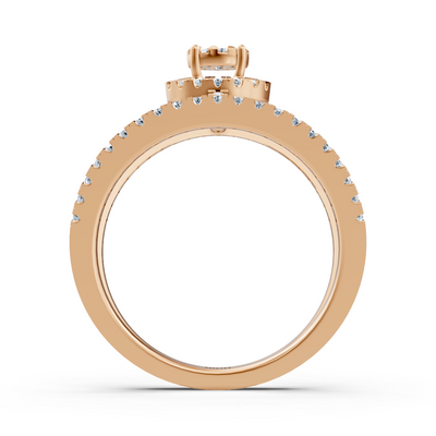 Modern engagement ring set with halo – 14K rose gold