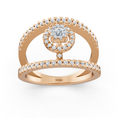 Modern engagement ring set with halo – 14K rose gold