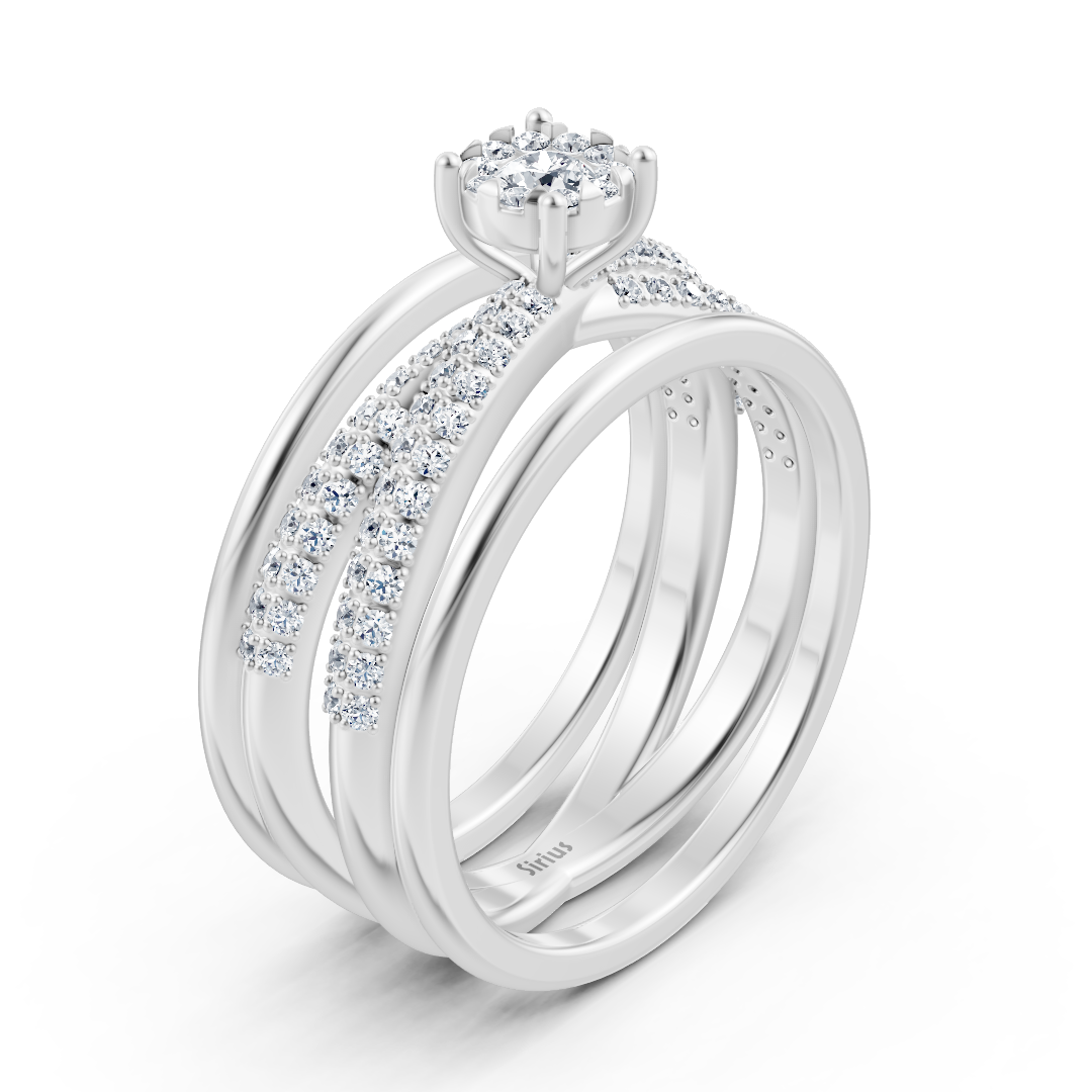 Ring mit Diamant & Labordiamanten in 14K Weißgold | Rosy – hochwertiger Schmuck von Rosy Lab Diamonds