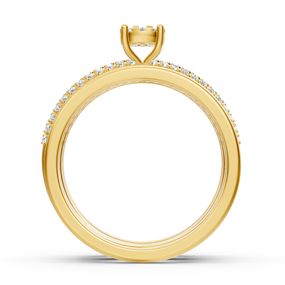 Verlobungsring-Set mit Mittelstein – 14K Gelbgold