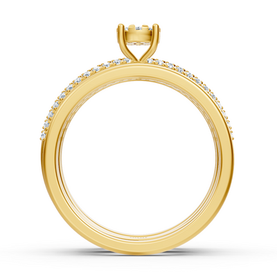 Verlobungsring-Set mit Mittelstein – 14K Gelbgold
