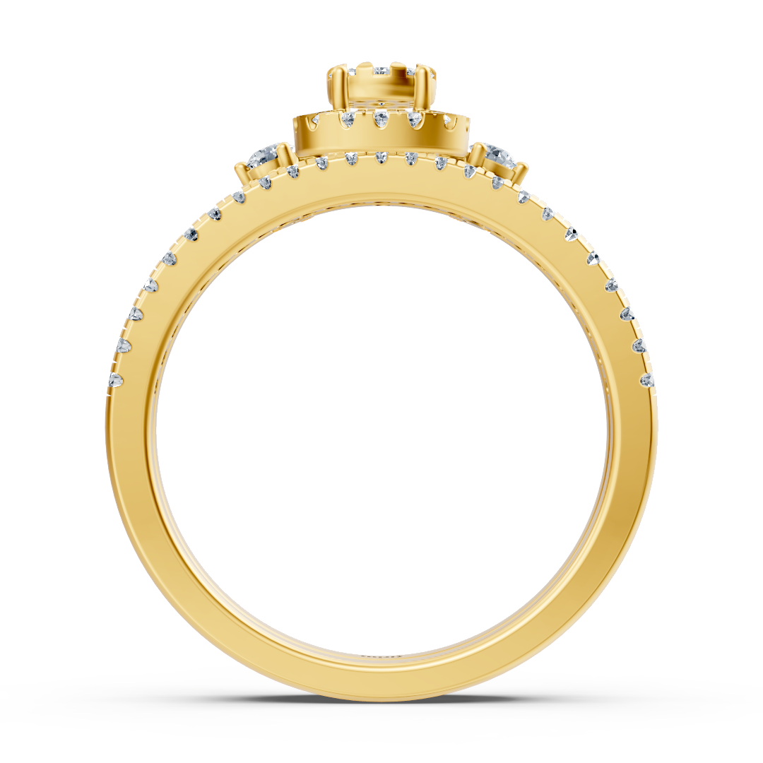 Élégante bague halo en diamants avec accents - Or Jaune 14K - Bijoux haut de gamme de Rosy Lab Diamonds
