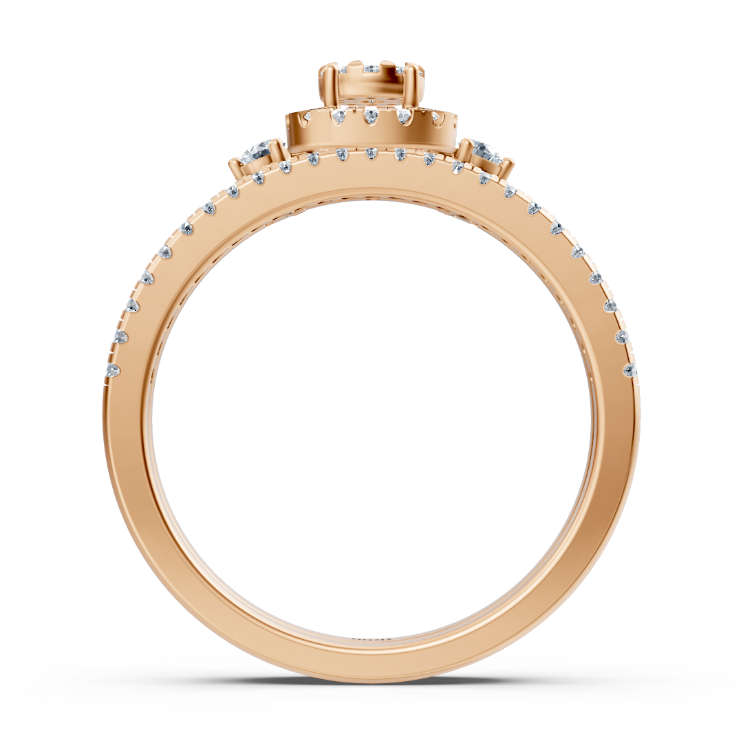 Parıldayan detaylara sahip halo pırlanta yüzük - 14K Rose Altın - Rosy Lab Diamonds’tan yüksek kaliteli Mücevher
