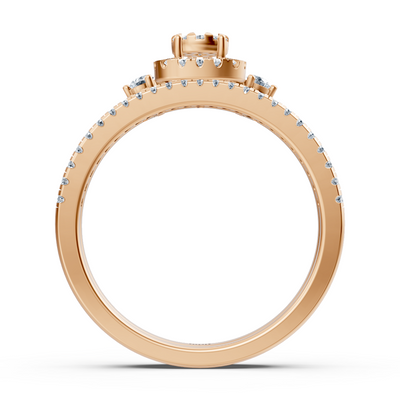 Halo diamond ring with sparkling accents – 14K rose gold