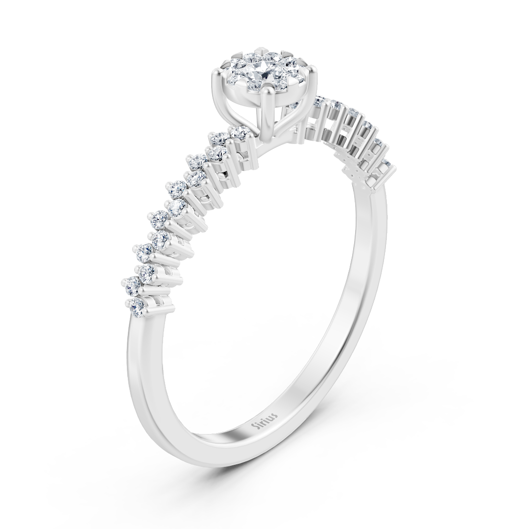 Zarter Diamantring mit Mittelstein – 14K Weißgold