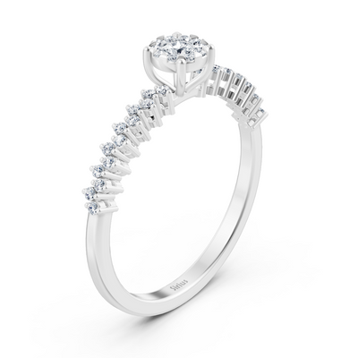 Zarter Diamantring mit Mittelstein – 14K Weißgold