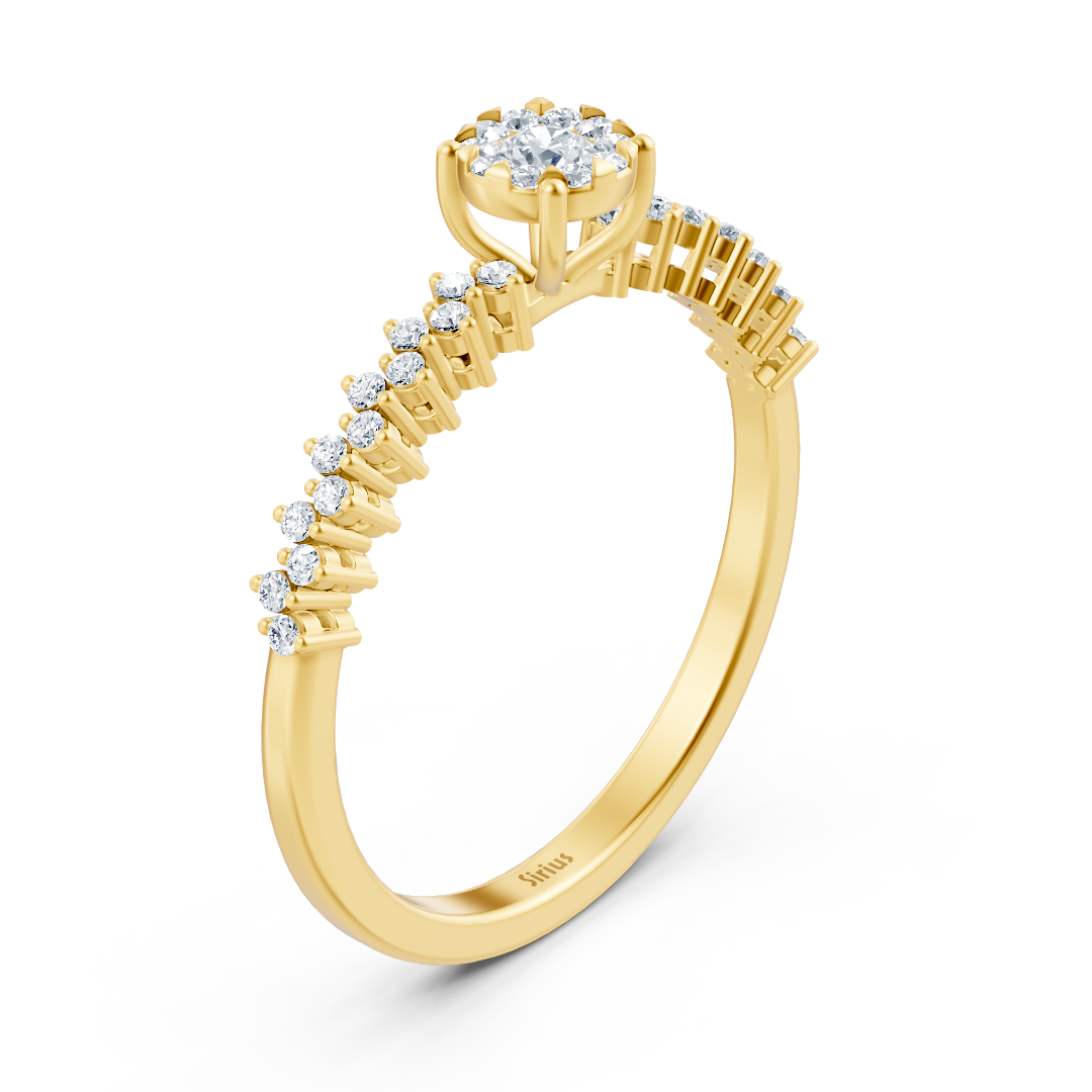 Bague en diamant délicate avec pierre centrale - Or Jaune 14 carats - Bijoux haut de gamme de Rosy Lab Diamonds