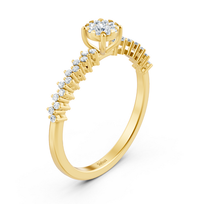 Zarter Diamantring mit Mittelstein – 14K Gelbgold