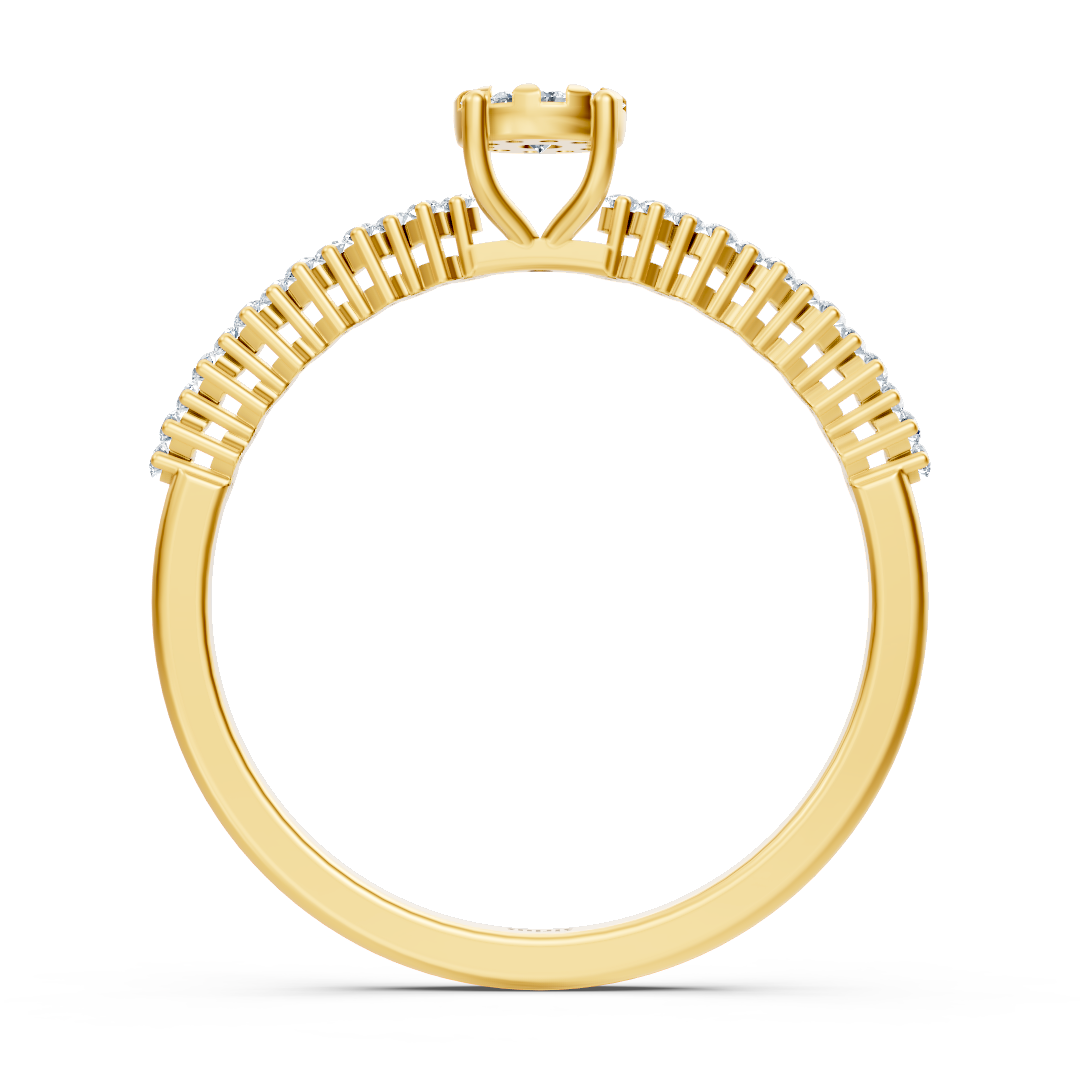 Zarter Diamantring mit Mittelstein – 14K Gelbgold