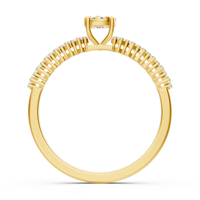 Zarter Diamantring mit Mittelstein – 14K Gelbgold