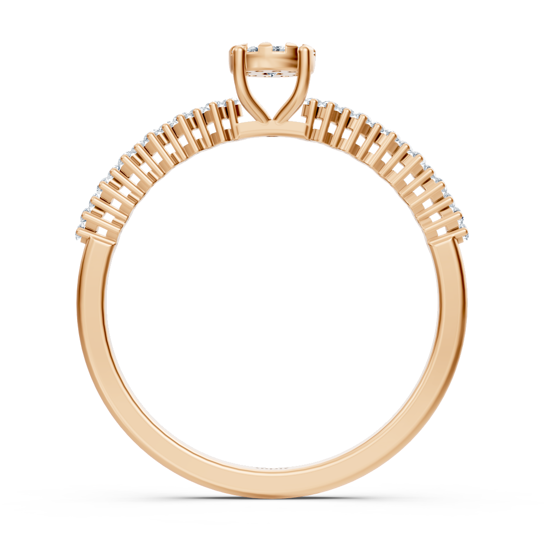 Delicate Diamond Ring with Center Stone - 14K Rose Gold - high-quality Jewelry from Rosy Lab Diamonds