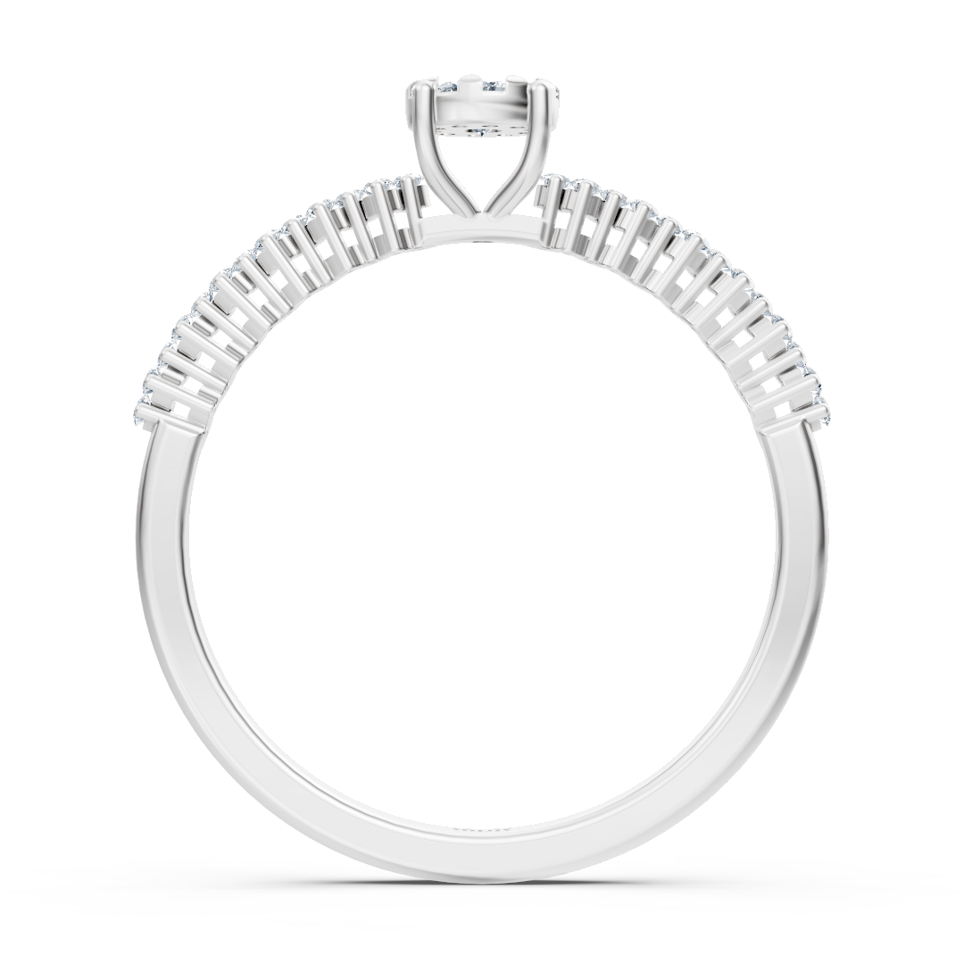 Zarter Diamantring mit Mittelstein – 14K Weißgold