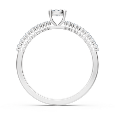 Zarter Diamantring mit Mittelstein – 14K Weißgold