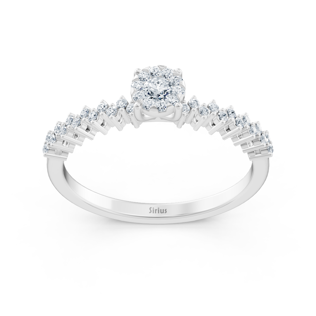 Zarter Diamantring mit Mittelstein – 14K Weißgold