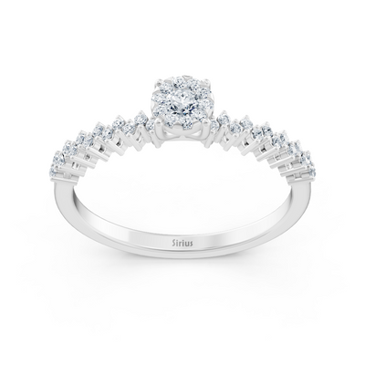 Zarter Diamantring mit Mittelstein – 14K Weißgold