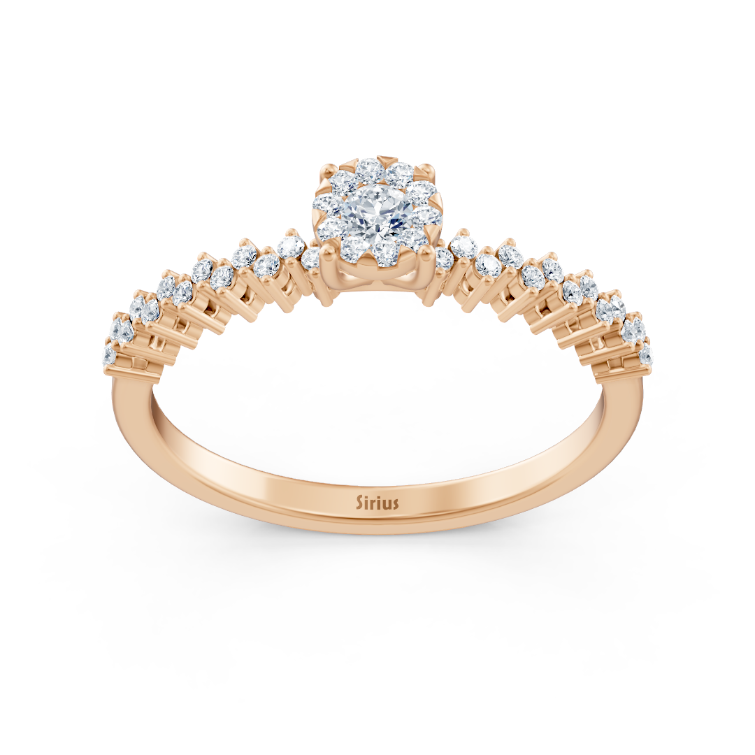 Delicate Diamond Ring with Center Stone - 14K Rose Gold - high-quality Jewelry from Rosy Lab Diamonds
