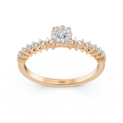 Zarter Diamantring mit Mittelstein – 14K Roségold