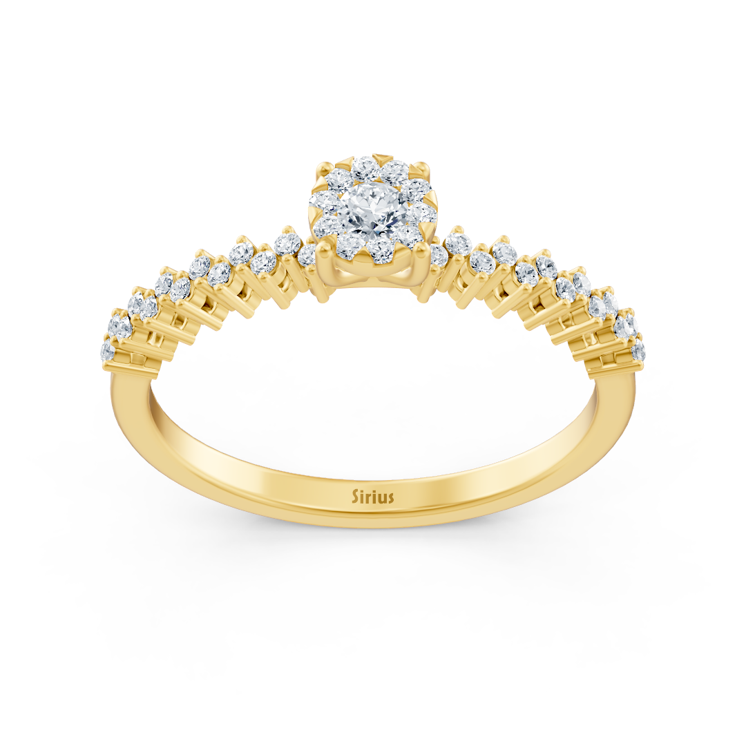 Bague en diamant délicate avec pierre centrale - Or Jaune 14 carats - Bijoux haut de gamme de Rosy Lab Diamonds