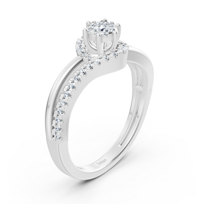Verlobungsring mit geschwungener Pavé-Fassung – 14K Weißgold