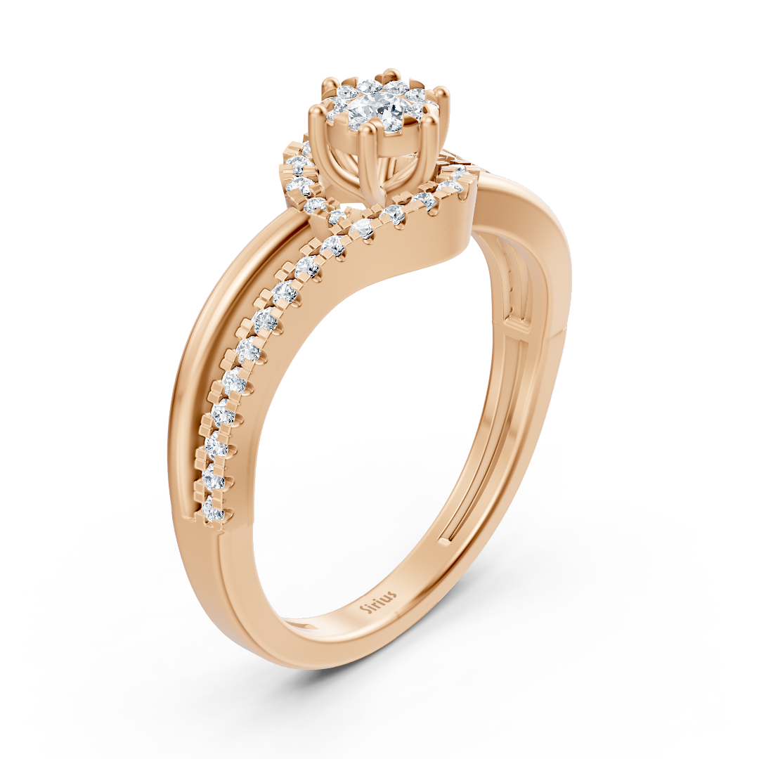 Bague de fiançailles avec serti Pavé incurvé - Or Rose 14 carats - Bijoux haut de gamme de Rosy Lab Diamonds