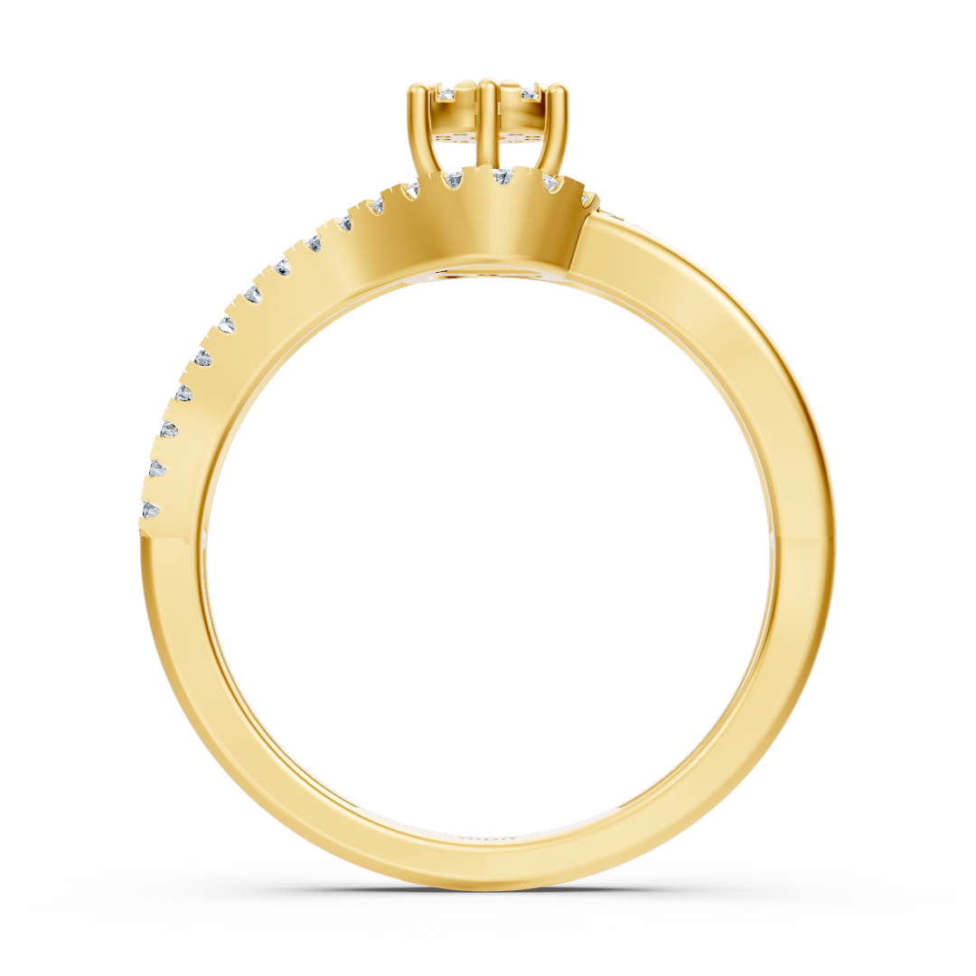 Verlobungsring mit geschwungener Pavé-Fassung – 14K Gelbgold