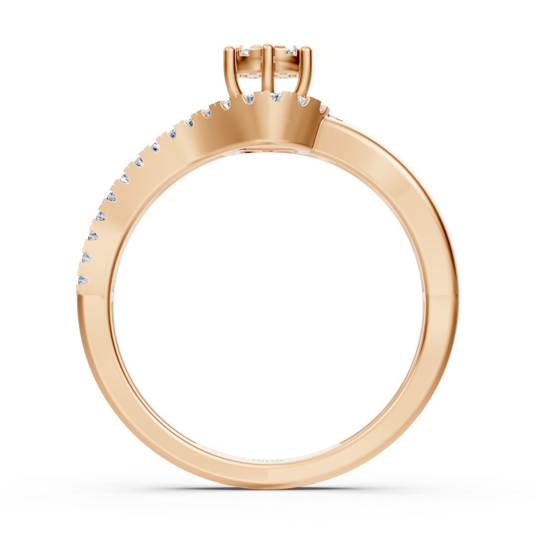Bague de fiançailles avec Serti Pavé incurvé - Or Rose 14 carats - Bijoux haut de gamme de Rosy Lab Diamonds
