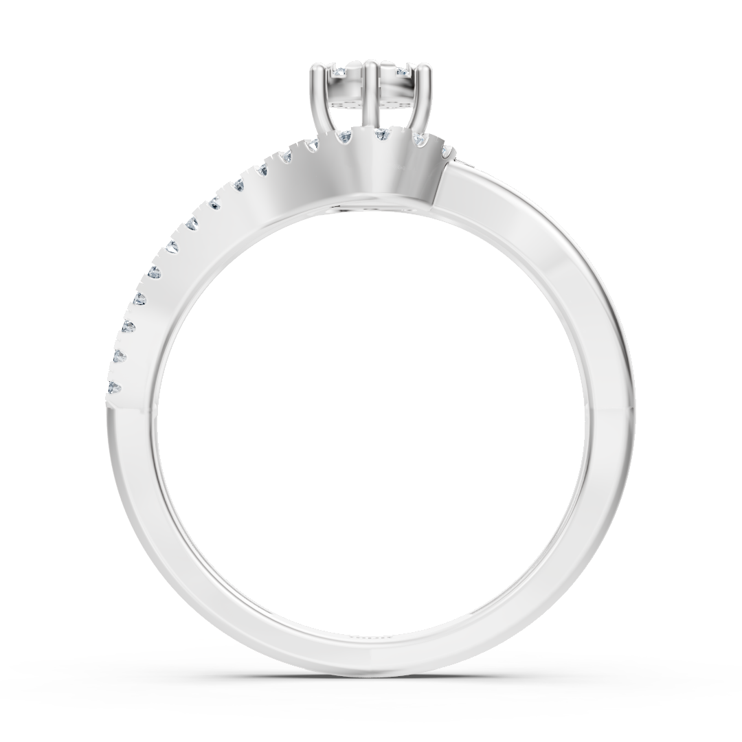 Kavisli Pave Montürlü Nişan Yüzüğü - 14K Beyaz Altın - Rosy Lab Diamonds'tan yüksek kaliteli Mücevher