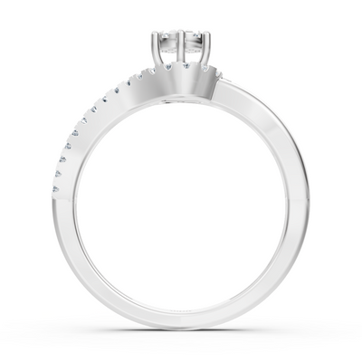 Verlobungsring mit geschwungener Pavé-Fassung – 14K Weißgold