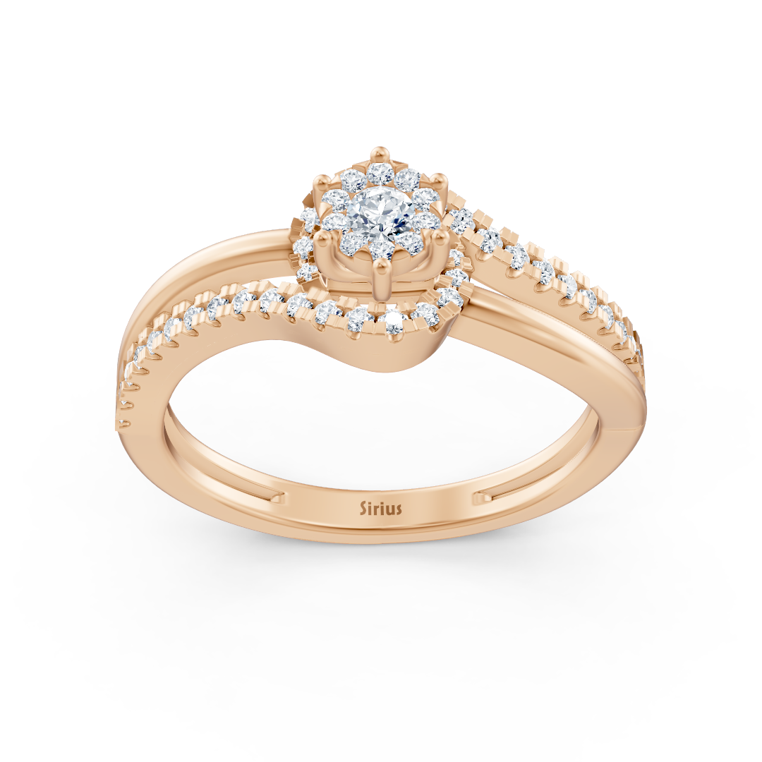 Bague de fiançailles avec Serti Pavé incurvé - Or Rose 14 carats - Bijoux haut de gamme de Rosy Lab Diamonds