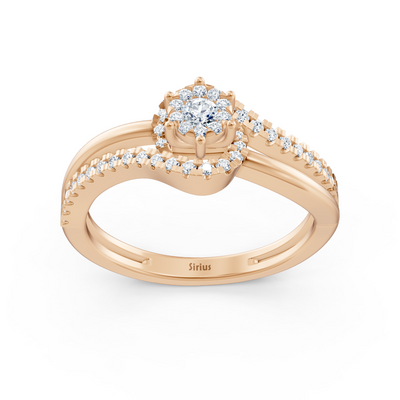 Verlobungsring mit geschwungener Pavé-Fassung – 14K Roségold