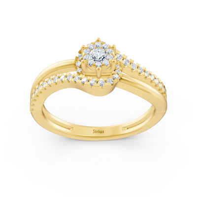 Verlobungsring mit geschwungener Pavé-Fassung – 14K Gelbgold