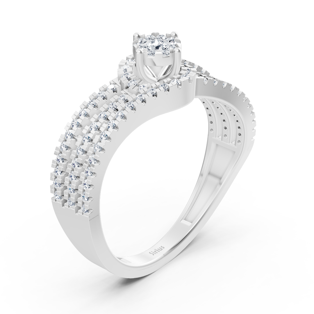 Yükseltilmiş elmas taçlı Nişan Yüzüğü - 14 ayar Beyaz Altın - Rosy Lab Diamonds’tan kaliteli Mücevher